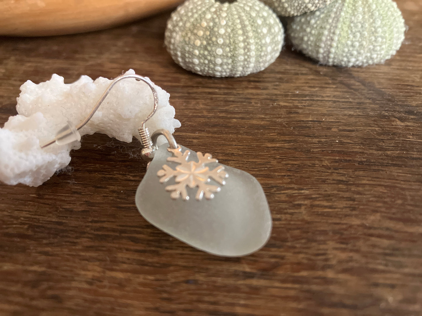Snowflake Scottish Seaglass 925 Earrings