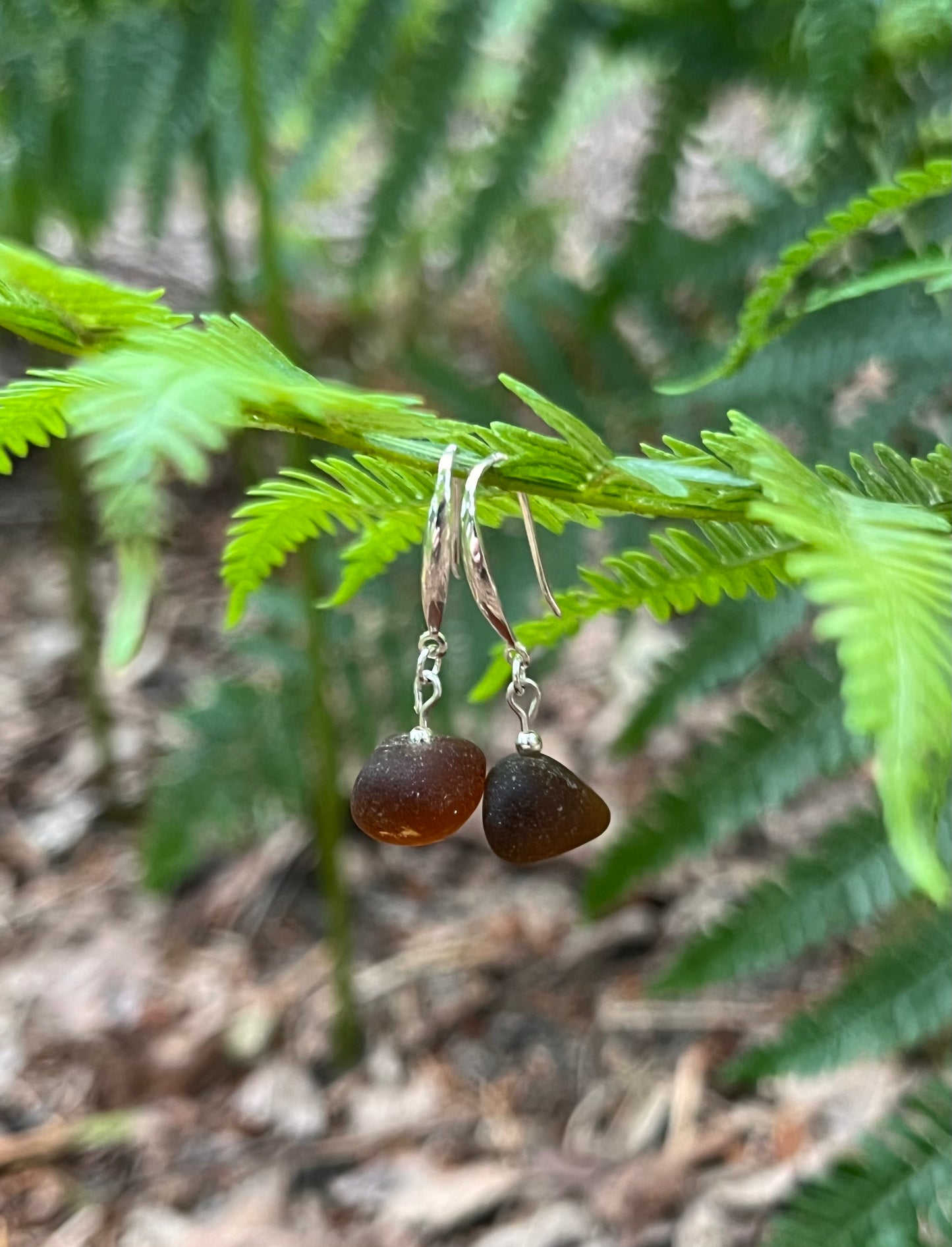 Tiny 925 Silver Drop Earrings with Seaglass Beads