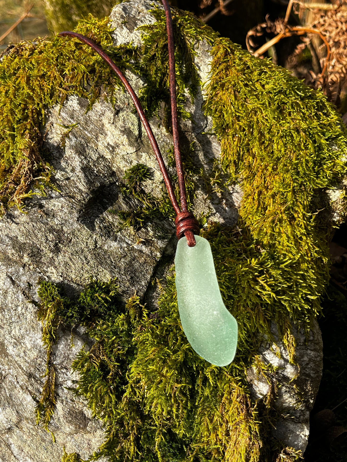 Leather 3mm Large Thong Seaglass Chunk Necklace