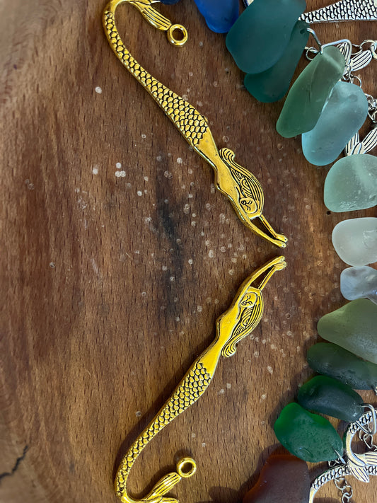 Scottish Seaglass Gold Bookmark - Mermaid Tails