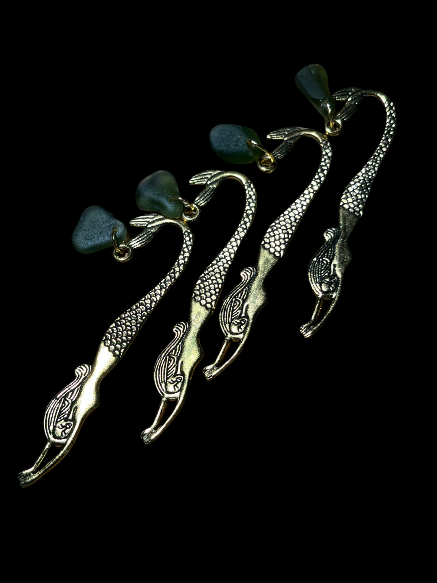 Scottish Seaglass Gold Bookmark - Mermaid Tails