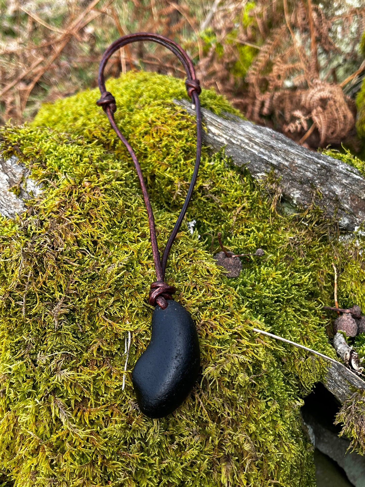 Leather 3mm Large Thong Seaglass Chunk Necklace