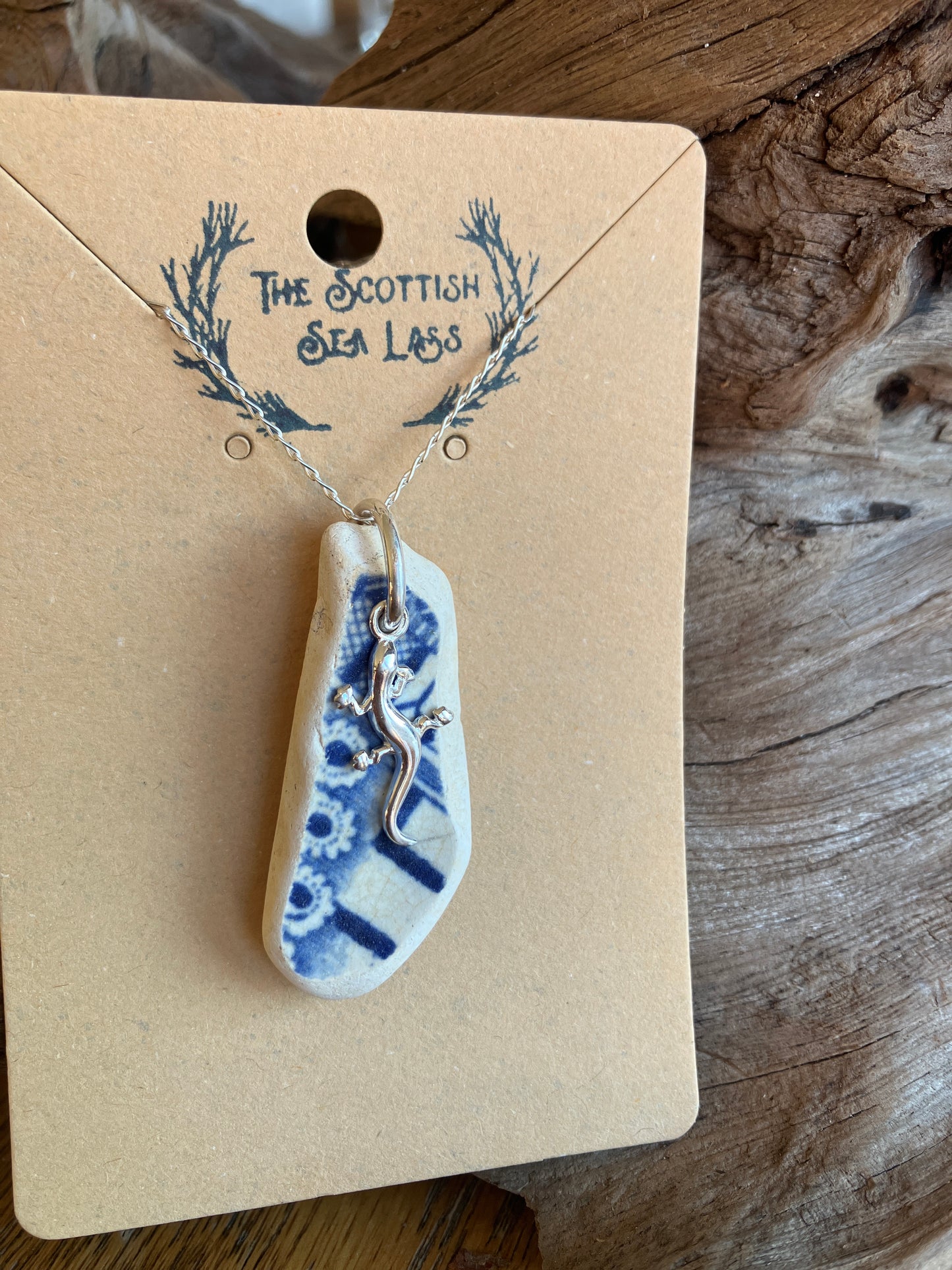 925 Gecko Scottish Sea Pottery pendant