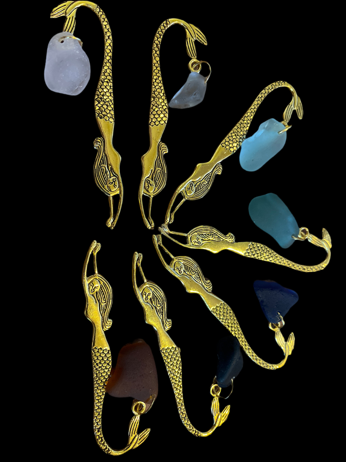 Scottish Seaglass Gold Bookmark - Mermaid Tails