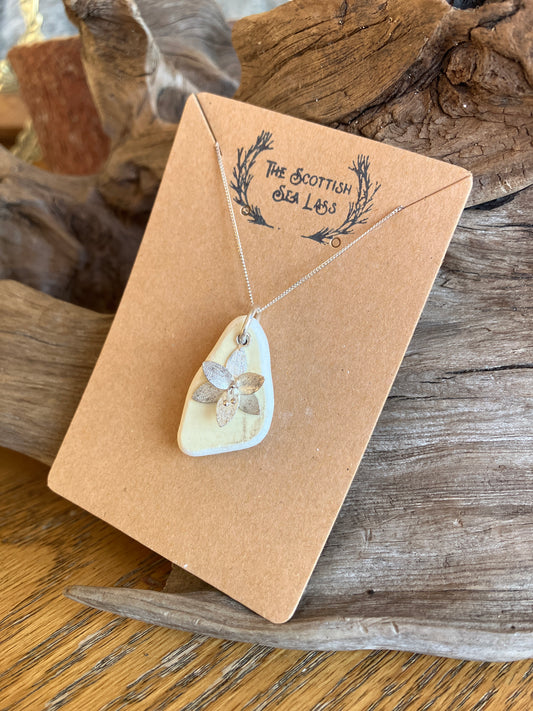 925 Flower Scottish Sea Pottery pendant