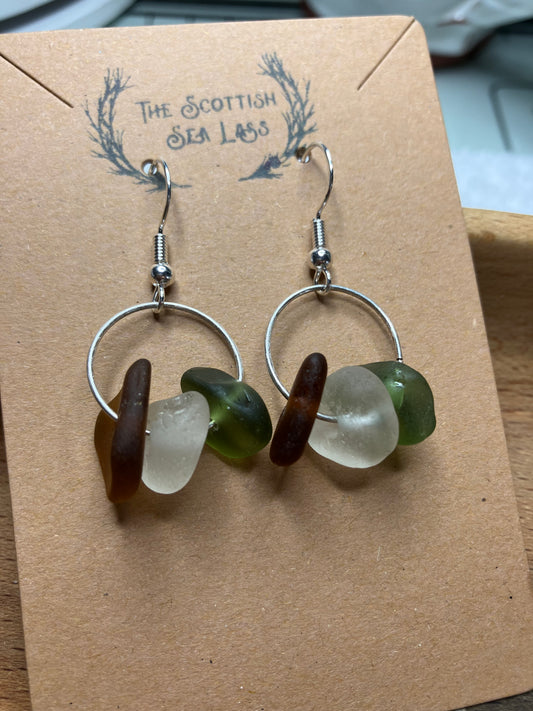 Triple Scottish Sea Glass Hoops