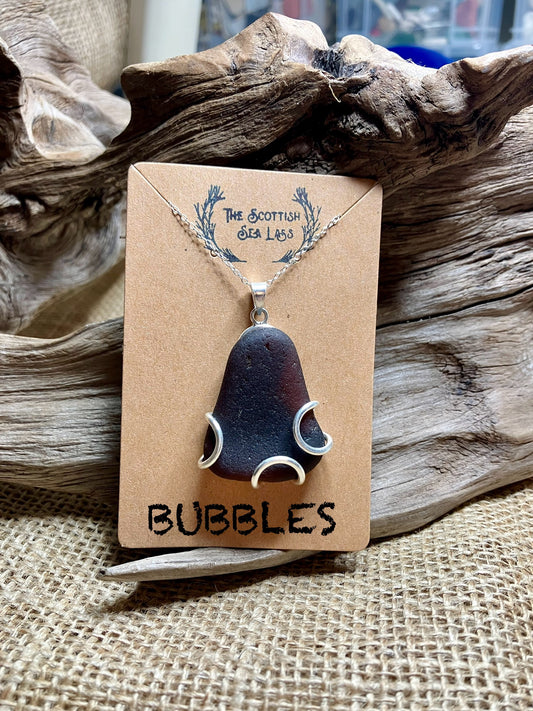 Chocolate Bubbles 925 Scottish Seaglass Pendant