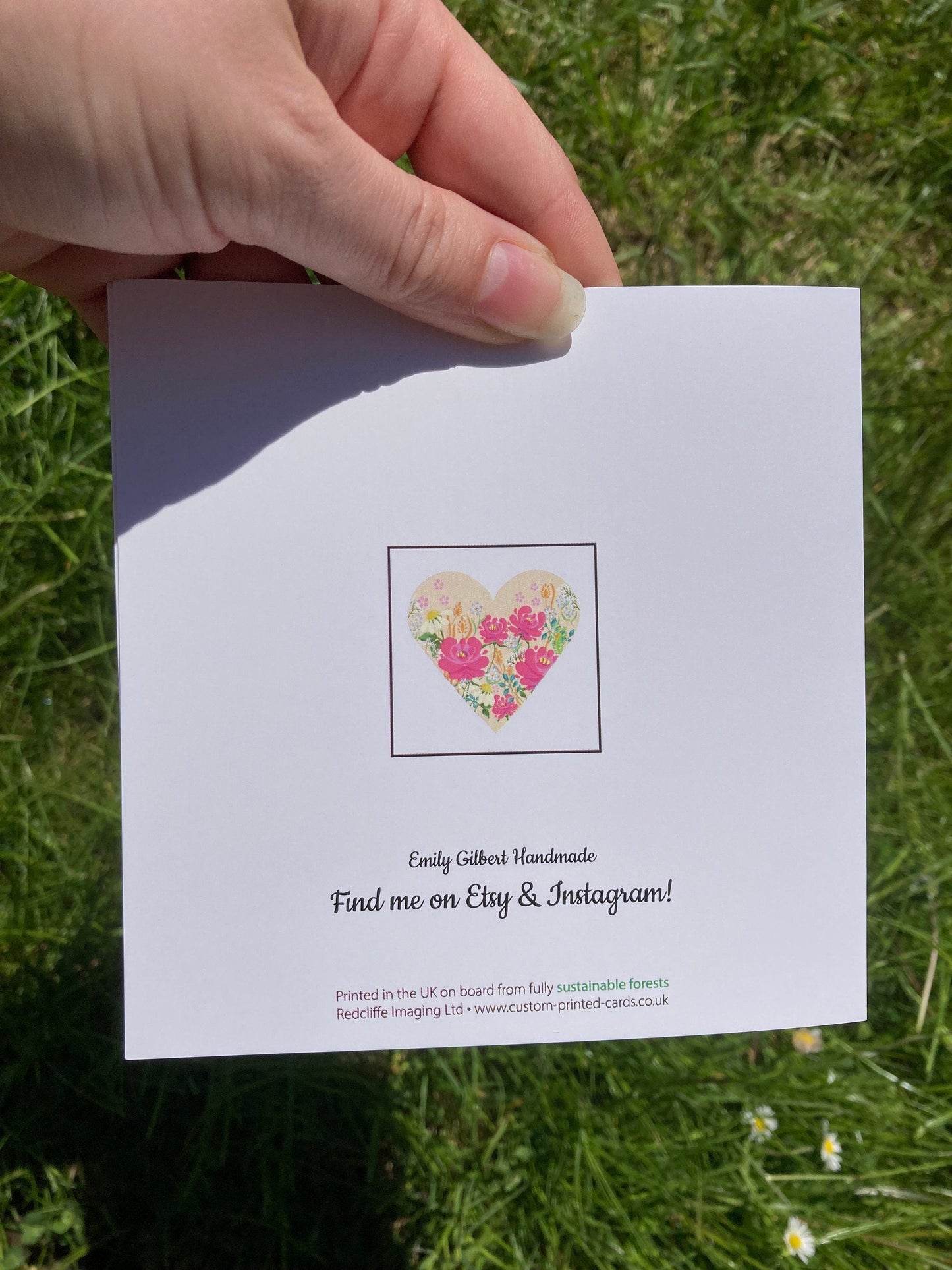 Hand-Drawn Heart with Roses and Daises Greetings Card