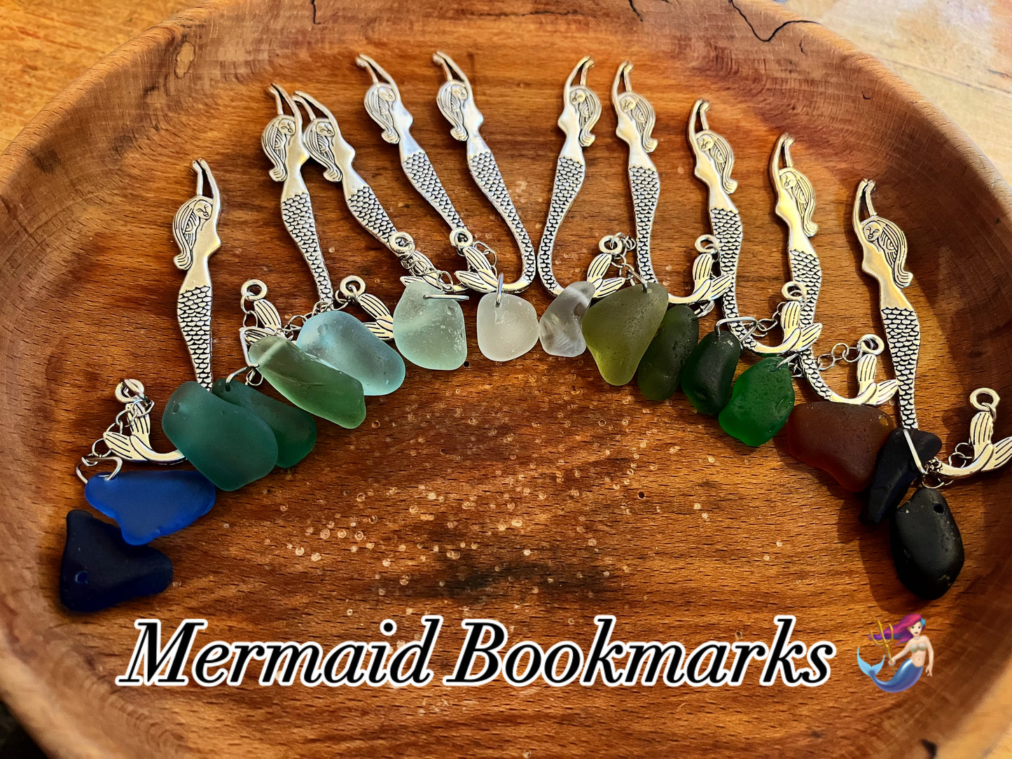Scottish Seaglass Gold Bookmark - Mermaid Tails