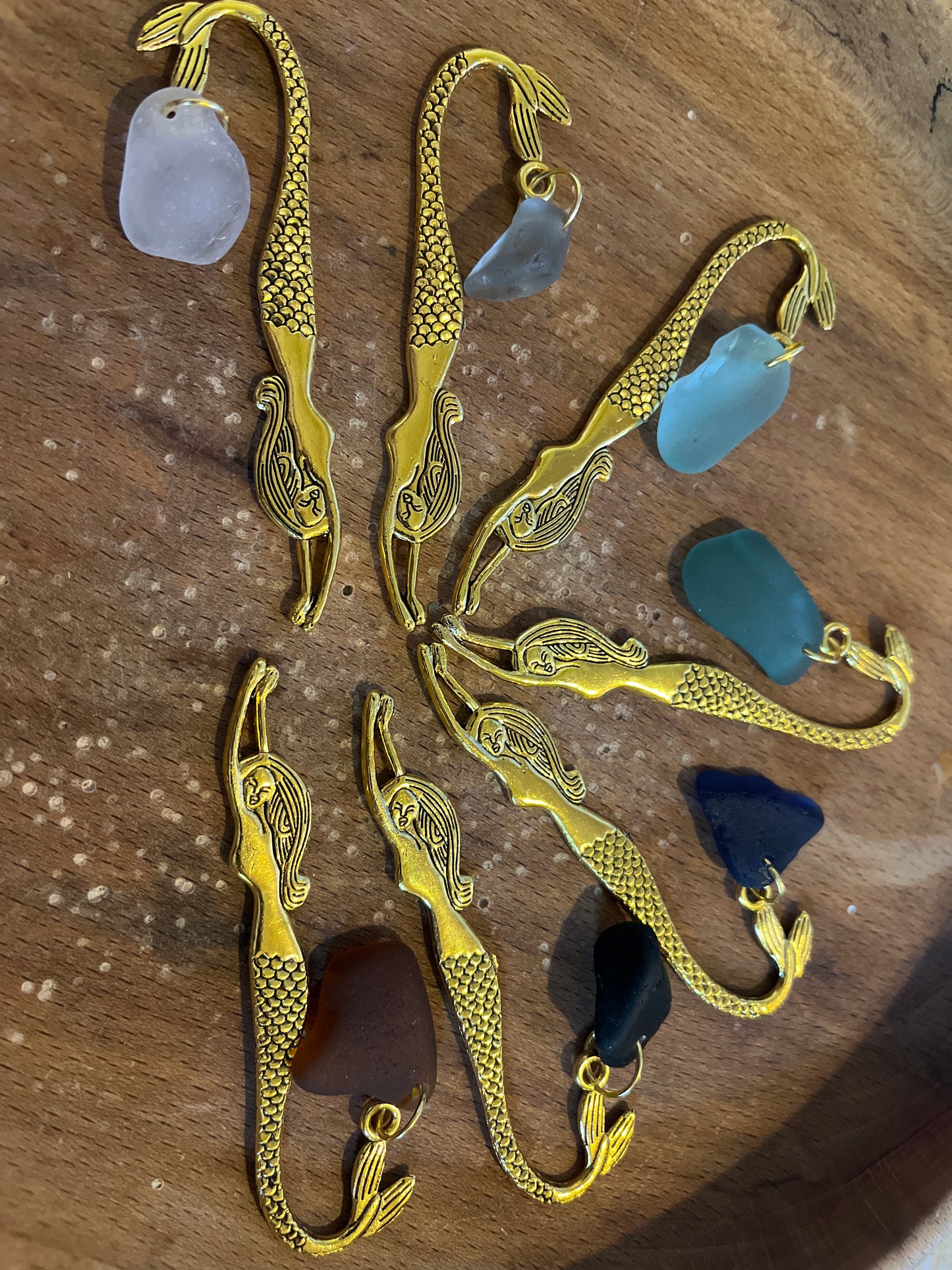 Scottish Seaglass Gold Bookmark - Mermaid Tails