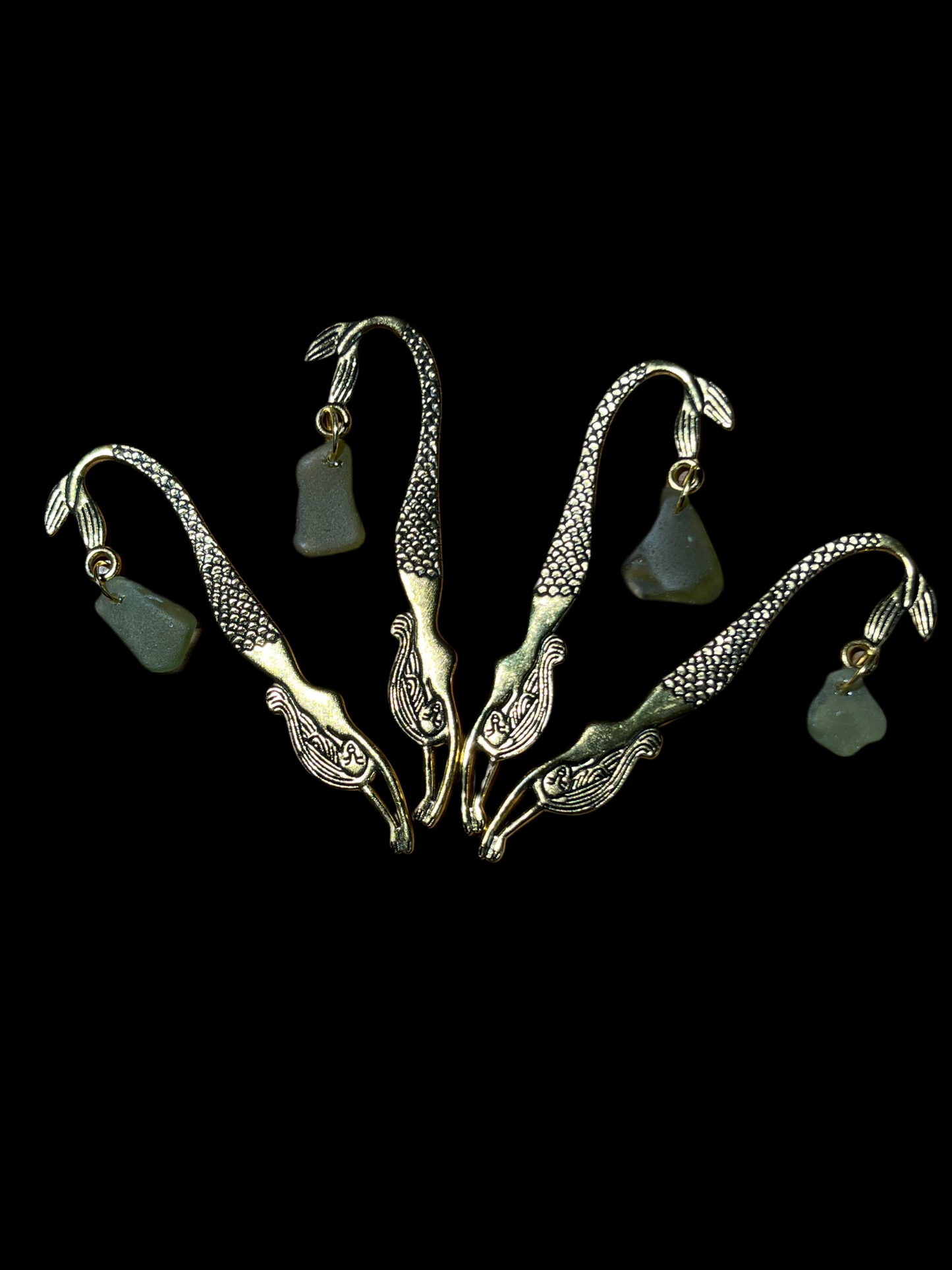 Scottish Seaglass Gold Bookmark - Mermaid Tails