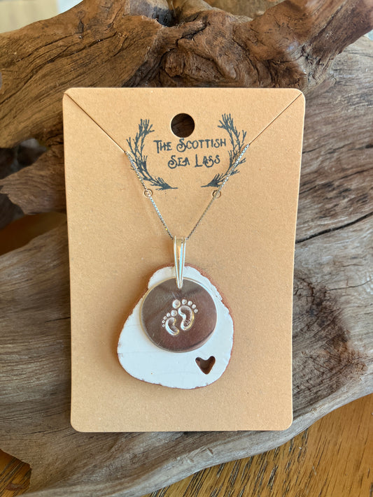 925 Baby Feet Scottish Sea Pottery pendant