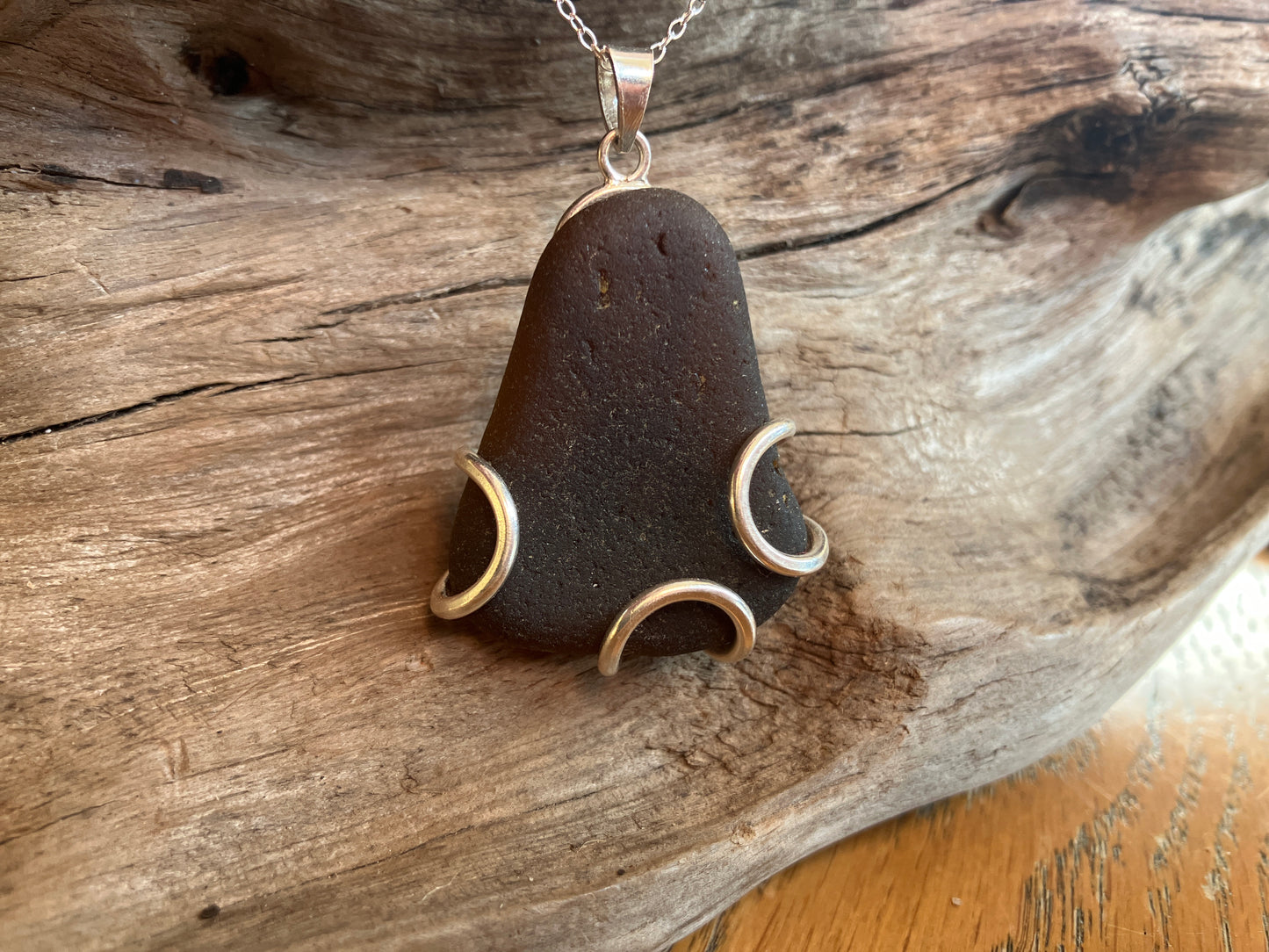 Chocolate Bubbles 925 Scottish Seaglass Pendant