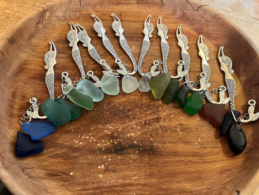 Scottish Seaglass Silver Bookmark - Mermaid Tails