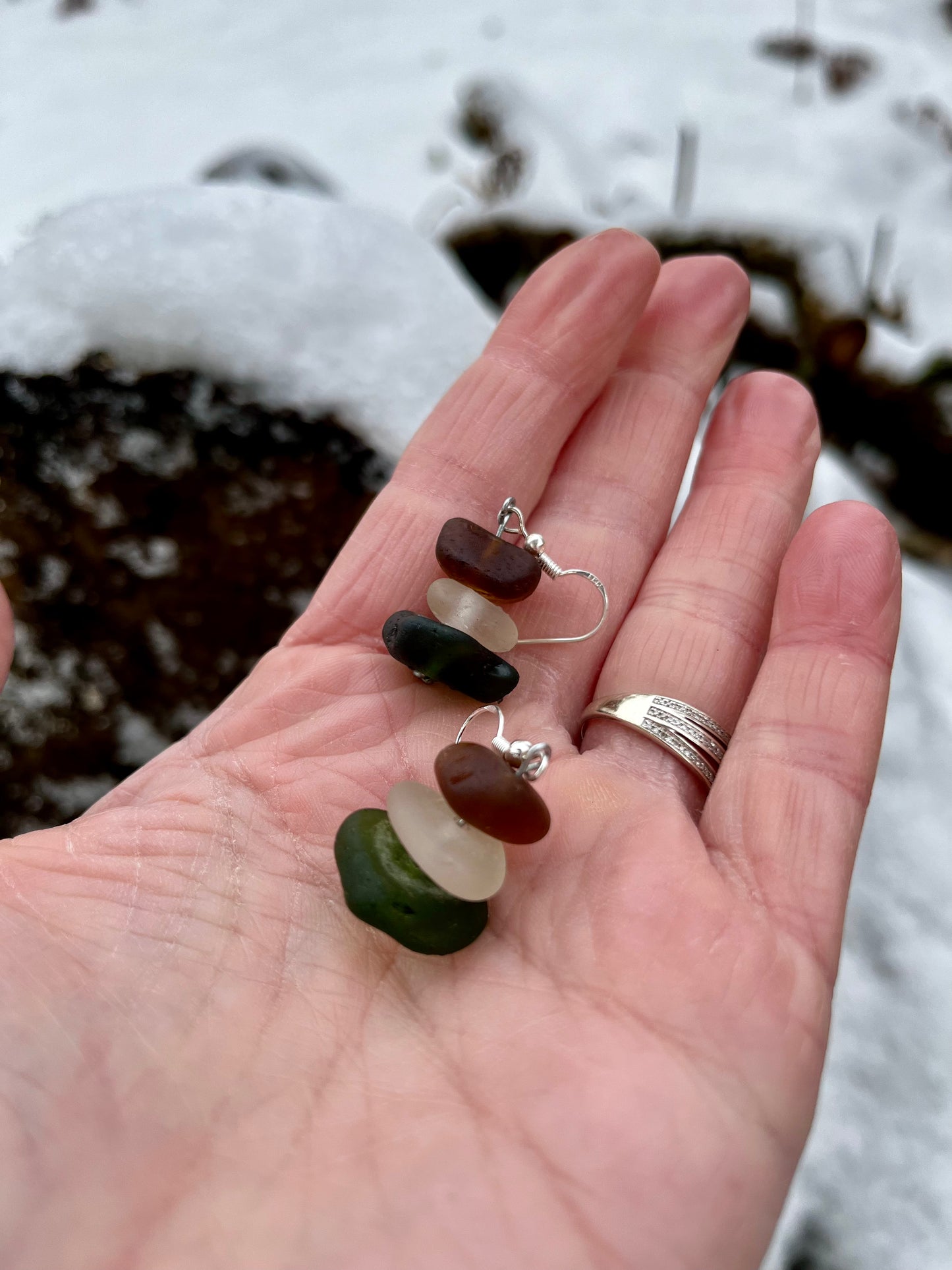 Stacker 925 Earrings Scottish Sea Glass
