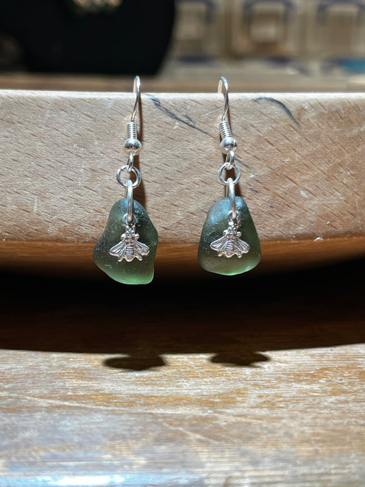 Little Bee Scottish Sea Glass Earrings 925