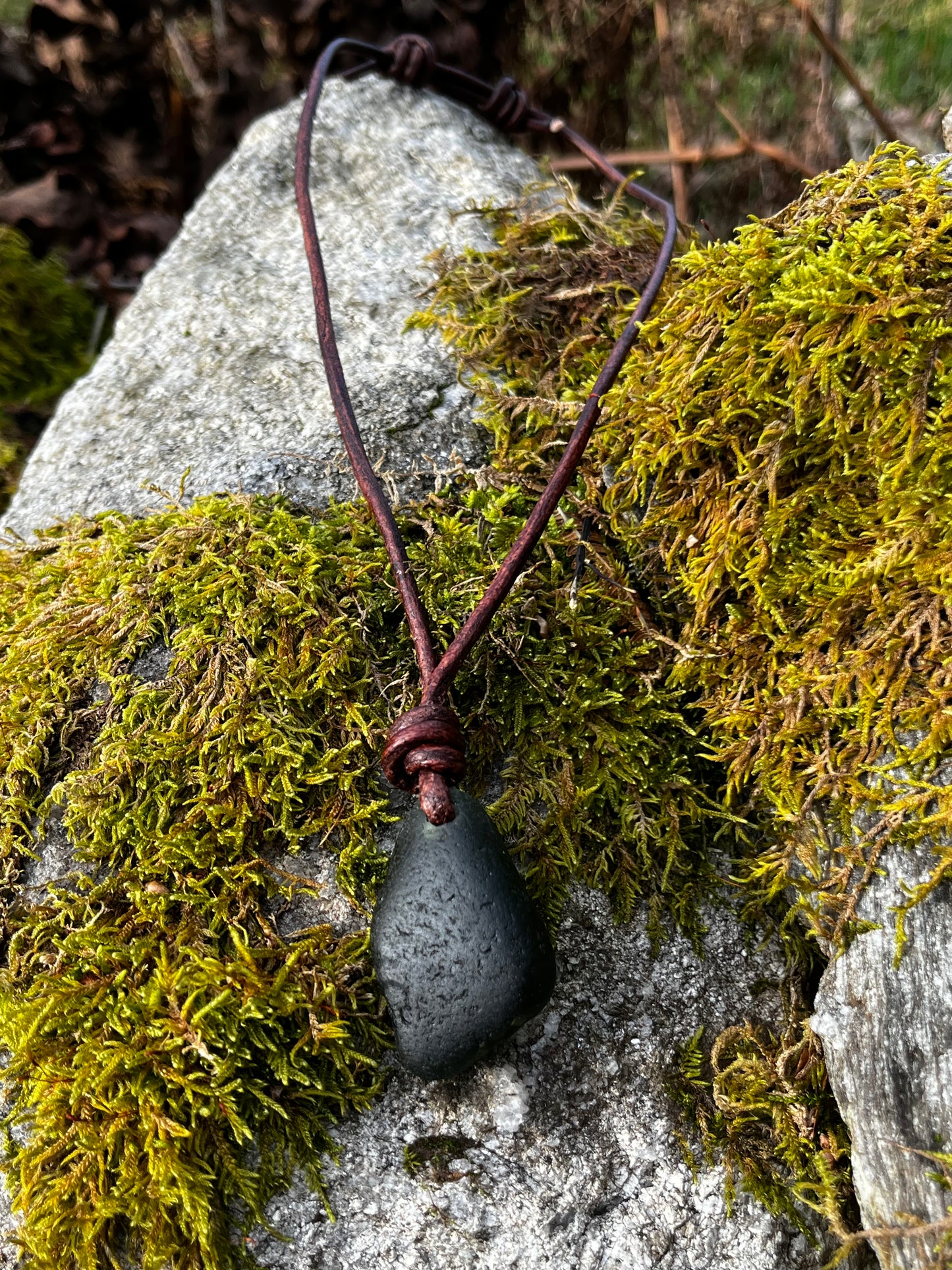 Leather 3mm Large Thong Seaglass Chunk Necklace