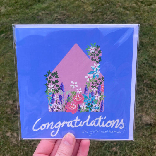 Hand-Drawn New Home Square Greetings Card