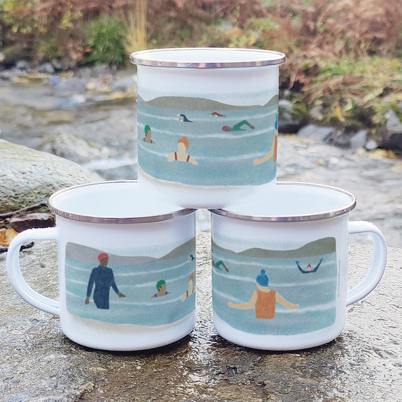 Wild Swimming Enamel Mug