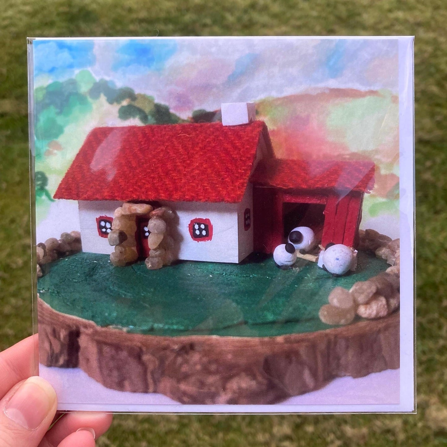 Scottish Highland Sheep Farm Bothy Square Printed Greetings Card